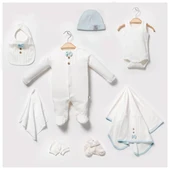 Papyonlu Tulumlu 100% Pamuk 8li Hastane Çıkış Seti  thumbnail 2