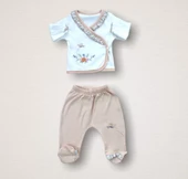 Erguvan Taç Nakışlı %100 Cotton Antibakteriyel Kız Bebek 10lu Zıbın Takımı Hastane Çıkışı Turuncu - 5