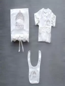 Taçlı Prensesim Nakışlı %100 Cotton Antibakteriyel 10lu Zıbın Takımı Hastane Çıkışı Ekru thumbnail 5