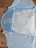 Yenidoğan Mutlu Fil Ailesi Nakışlı Çıt Çıt Kapamalı Bebek Kundak Mavi thumbnail 4