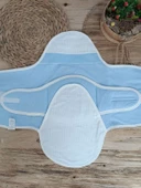 Yenidoğan Mutlu Fil Ailesi Nakışlı Çıt Çıt Kapamalı Bebek Kundak Ekru-mavi thumbnail 5