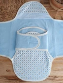 Yenidoğan Mutlu Fil Ailesi Nakışlı Çıt Çıt Kapamalı Bebek Kundak Mavi thumbnail 5