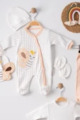 Kelebek Nakışlı Tulumlu % 100 Pamuk Erkek Bebek 5'li Set thumbnail 5