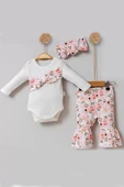 Çiçek Desenli Fiyonklu 3'lü Kız Bebek Takım thumbnail 1