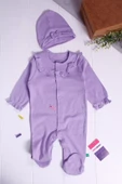 Robası Astarlı Fiyonk Şapkalı Kız Bebek Tulum - 2