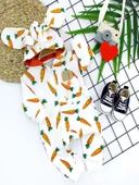 Kulaklı Kapşonlu Havuç Baskılı Uzun Kollu Kız Erkek Bebek Tulumu Ekru thumbnail 2