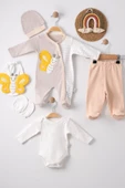 Kelebek Nakışlı Tulumlu % 100 Pamuk Erkek Bebek 5'li Set thumbnail 2