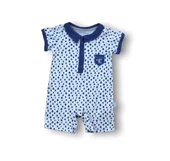 Galaksi Baskılı Çıtçıtlı Kısa Kollu Erkek Bebek Tulumu Lacivert thumbnail 2