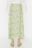 Moda Tesettür Regular Çiçekli Desen Günlük Maxi Boy Puantiye Desenli Çan Dokuma Etek - 5