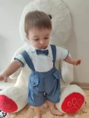 Papyonlu Gömlek 2li Erkek Bebek Salopet Takımı İndigo - 8