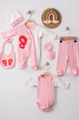 Kelebek Nakışlı Tulumlu % 100 Pamuk Kız Bebek 5'li Set - 1