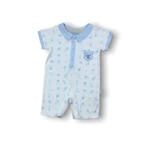 Galaksi Baskılı Çıtçıtlı Kısa Kollu Erkek Bebek Tulumu Mavi thumbnail 3