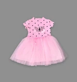 Payetli Kelebek Desenli Puantiyeli Kız Çocuk Elbisesi thumbnail 3