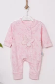 Kelebek Nakışlı % 100 Pamuk Ayaklı Kız Bebek Tulumu thumbnail 2
