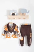 Family Bears Desenli 3'lü Fularlı Erkek Bebek Takımı - 2