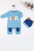 Love Bear Nakışlı % 100 Pamuk Erkek Bebek Tulumu - 3
