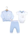 Çizgili Bear Hırkalı % 100 Pamuk Erkek Bebek Takım thumbnail 1