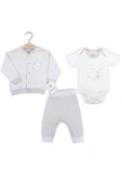 Çizgili Bear Hırkalı % 100 Pamuk Erkek Bebek Takım thumbnail 2