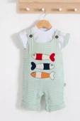Balık Nakışlı Kısa Kollu Erkek Bebek Tulumu thumbnail 1