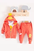 Civciv Desenli Kapişonlu 3'lü Erkek Bebek Takımı thumbnail 3