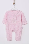 Kelebek Nakışlı % 100 Pamuk Ayaklı Kız Bebek Tulumu thumbnail 4