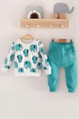 Fil Desenli 2'li % 100 Pamuk Erkek Bebek Takımı thumbnail 1