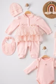 Dantel İşlemeli 5'li % 100 Pamuklu Kız Bebek Takımı thumbnail 5