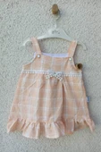 Kız Bebek Askılı Kareli Külotlu Bebek Elbisesi - 5