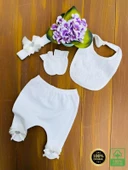 Dantel Desenli 0-3 Ay Hastane Çıkışı Seti %100 Pamuk thumbnail 1