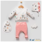 Kalp Desenli 5li Hastane Çıkışı Seti %100 Pamuk thumbnail 5