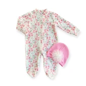 0-3-6-9 Ay Çiçek Baskılı Tam Boy Çıtçıtlı Patikli Güllü Boneli Kız Bebek Tulumu thumbnail 1