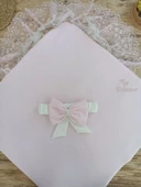 Bal Peteği My Princess Taç Nakış İnci Fiyonklu Dantel Duvaklı Delüks Kundak Bebek Battaniyesi Pembe - 6