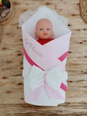 Yenidoğan Bal Peteği My Prince Taç Nakışlı Delüks Kundak Bebek Battaniyesi Pembe - 5