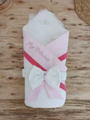 Yenidoğan Bal Peteği My Prince Taç Nakışlı Delüks Kundak Bebek Battaniyesi Pembe - 4