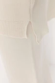 Moda Yüksek Bel Yarım Balıkçı Yaka Düşük Kol Yırtmaç Detay Kazak-Pantolon Triko Takım - 4
