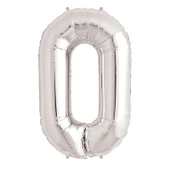 0 Rakam Folyo Balon Gümüş  40 inç - 1
