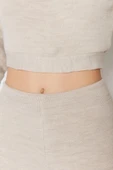 Moda Triko Düz Balıkçı Yaka Casual Günlük Crop Basic Balıkçı Yaka Triko Alt-Üst Takım - 4