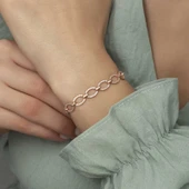925 Ayar Gümüş Rose Oval Taşlı Bileklik - 3