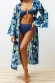 Moda Örme Regular Kalıp Uzun Kruvaze Standart Kol Vual Basic Çiçekli Desen Kimono Kaftan - 2
