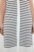 Moda Oversize Casual Günlük Tek Plaka Triko V Yaka Kısa Kol Shift Maxi Boy Elbise - 5