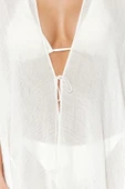 Moda Dokuma Rahat Kalıp Standart V Yaka Standart Kol Aerobin Basic Düz Desen Kimono Kaftan - 3