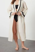 Moda Dokuma Oversize Kalıp Regular Kruvaze Ay Kol Yoryo Şifon Basic Düz Desen Kimono Kaftan - 2