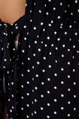 Moda Dokuma Regular Kalıp Uzun V Yaka Standart Kol Shally Basic Puantiyeli Desen Kimono Kaftan - 4