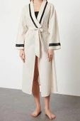 Moda Dokuma Oversize Kalıp Regular Kruvaze Ay Kol Yoryo Şifon Basic Düz Desen Kimono Kaftan - 1
