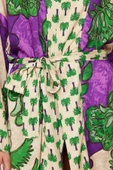 Moda Dokuma Rahat Kalıp Uzun V Yaka Standart Kol Shally Basic Animal Desen Kimono Kaftan - 5