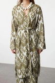 Moda Dokuma Rahat Kalıp Regular Kruvaze Standart Kol Mesh Basic Düz Desen Kimono Kaftan - 1