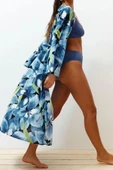 Moda Örme Regular Kalıp Uzun Kruvaze Standart Kol Vual Basic Çiçekli Desen Kimono Kaftan - 3