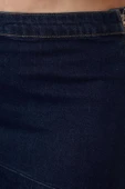 Modern Tarz Büyük Beden Astarsız Denim Mini Boy Eteği Fırfırlı Denim Etek - 4