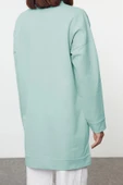 Tesettür Tarz Relaxed Bisiklet Yaka Düşük Kol Regular Basic Taş Detaylı Sweatshirt - 4