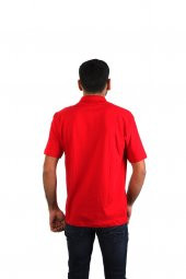 ESERIS - Polo Yaka Kısa Kol Pike Tişört - Kırmızı - Cepli thumbnail 2